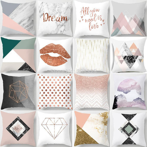 Geometric Lips Pillow Cover