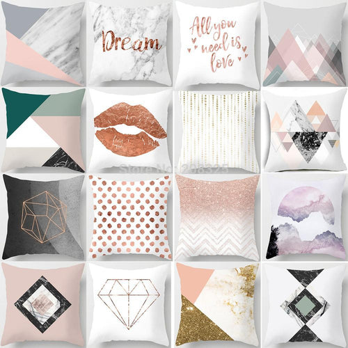 Geometric Lips Pillow Cover