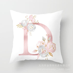 Pink Bronzing 26 Letter Pillow Cover