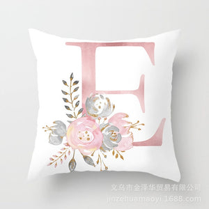 Pink Bronzing 26 Letter Pillow Cover