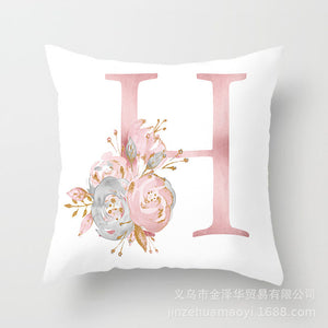 Pink Bronzing 26 Letter Pillow Cover