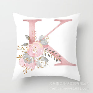 Pink Bronzing 26 Letter Pillow Cover