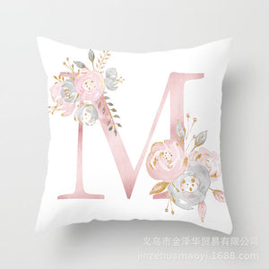 Pink Bronzing 26 Letter Pillow Cover