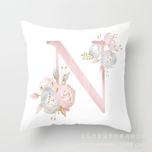 Pink Bronzing 26 Letter Pillow Cover