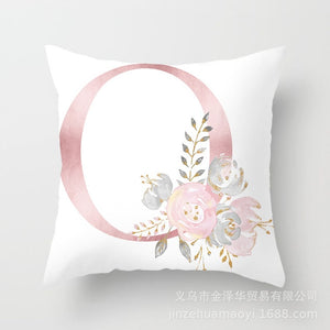 Pink Bronzing 26 Letter Pillow Cover