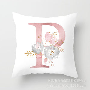 Pink Bronzing 26 Letter Pillow Cover