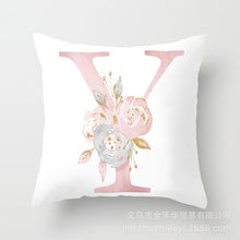 Load image into Gallery viewer, Pink Bronzing 26 Letter Pillow Cover