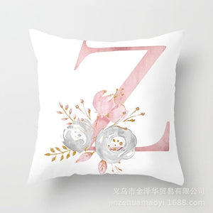 Pink Bronzing 26 Letter Pillow Cover