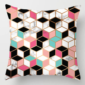 Pink/Green Marble Pillow Cover