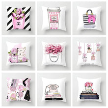 Load image into Gallery viewer, Flowers and Perfume Bottles Pillow Cover