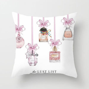 Flowers and Perfume Bottles Pillow Cover