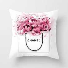 Load image into Gallery viewer, Flowers and Perfume Bottles Pillow Cover