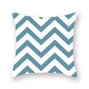 Blue Nordic Style Geometric Pillow Cover