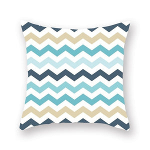 Blue Nordic Style Geometric Pillow Cover