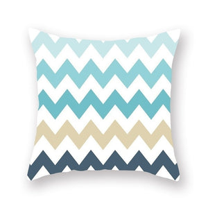 Blue Nordic Style Geometric Pillow Cover