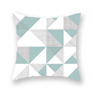 Blue Nordic Style Geometric Pillow Cover