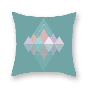 Blue Nordic Style Geometric Pillow Cover