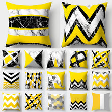 Load image into Gallery viewer, Yellow Geometric Pillow Cover