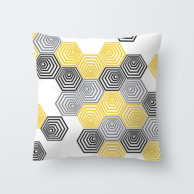 Yellow Geometric Pillow Cover