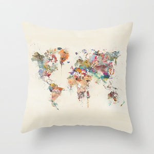 World Map Pillows Cover