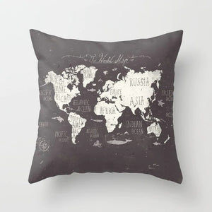 World Map Pillows Cover