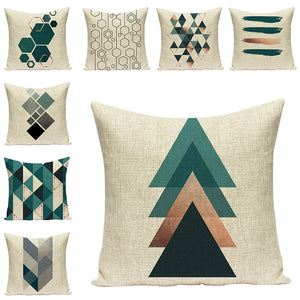 Green Pattern Geometry Pillow Cover