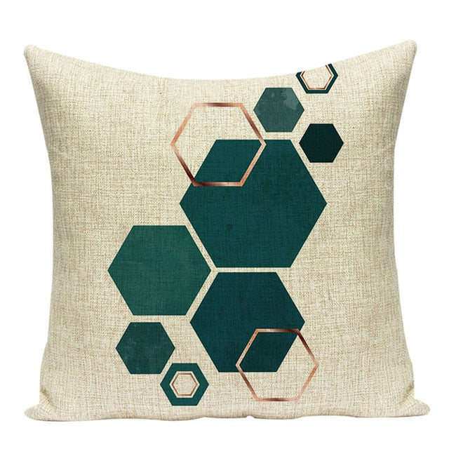 Green Pattern Geometry Pillow Cover