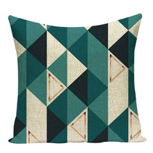 Load image into Gallery viewer, Green Pattern Geometry Pillow Cover