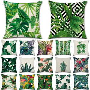 Tropical Plants Cactus Monstera Pillow Cover