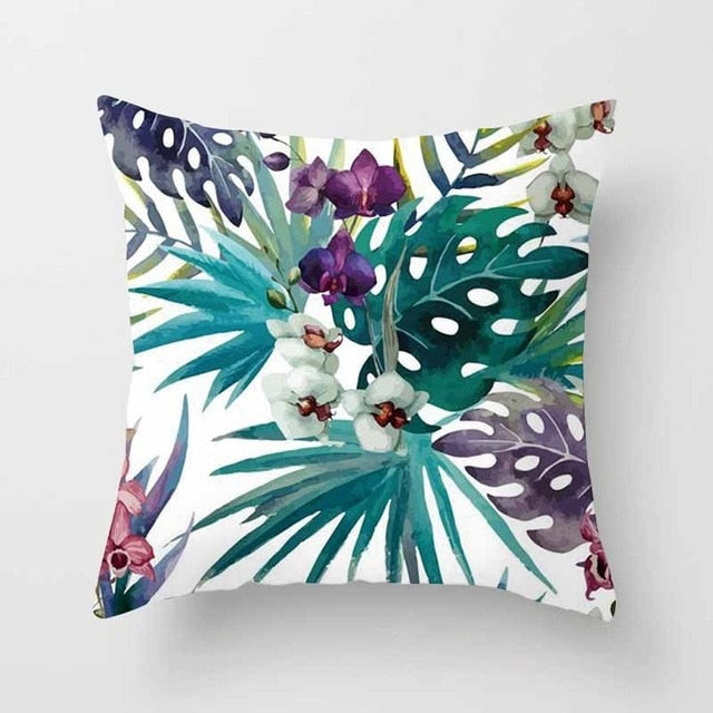 Tropical Cactus Monstera Pillow Cover