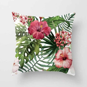 Tropical Cactus Monstera Pillow Cover