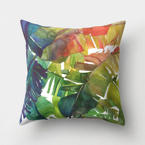 Tropical Cactus Monstera Pillow Cover