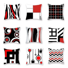 Load image into Gallery viewer, Black And Red Geometric Pillow Cover