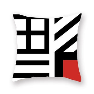 Black And Red Geometric Pillow Cover