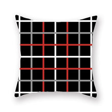 Load image into Gallery viewer, Black And Red Geometric Pillow Cover