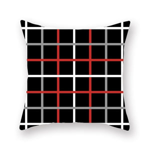 Black And Red Geometric Pillow Cover