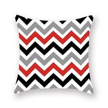 Load image into Gallery viewer, Black And Red Geometric Pillow Cover