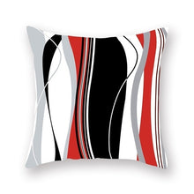 Load image into Gallery viewer, Black And Red Geometric Pillow Cover