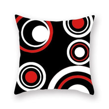 Load image into Gallery viewer, Black And Red Geometric Pillow Cover