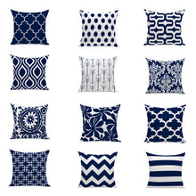 Load image into Gallery viewer, Blue Geometric Pillow Cover