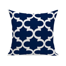 Load image into Gallery viewer, Blue Geometric Pillow Cover